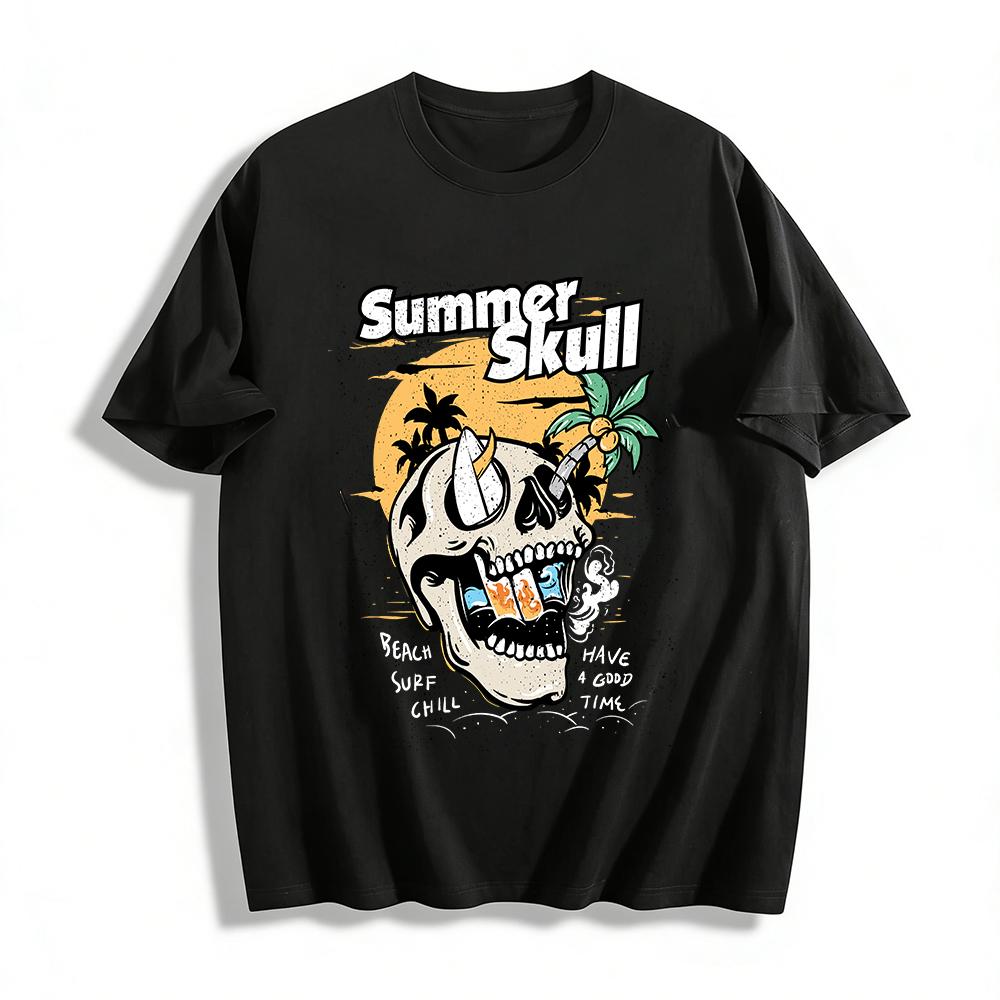 Summer Skull Surf Coconut Tree Graphic Casual Tee Pure cotton T-shirt XXS
Summer Skull Surf Coconut Tree Graphic Casual Tee Pure cotton T-shirt XXS
