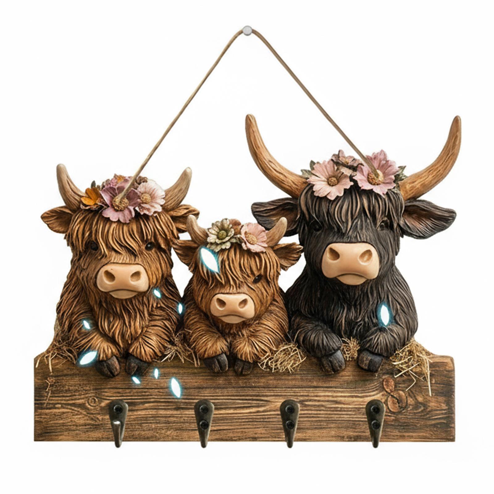 2D Flat Rustic Highland Cow Wooden Wall Decorative Rack with 4 Hooks Towel Key Hooks Coat Hanger for Entryway Hallway Farmhouse
2D Flat Rustic Highland Cow Wooden Wall Decorative Rack with 4 Hooks Towel Key Hooks Coat Hanger for Entryway Hallway Farmhouse