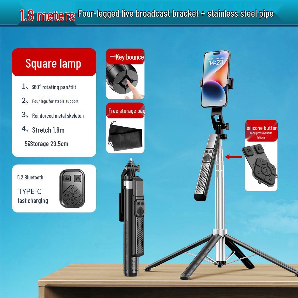 P520TK Bluetooth Selfie Stick and Universal Tripod Stabilizer for Mobile Live Streaming with One-Key Open Feature.
P520TK Bluetooth Selfie Stick and Universal Tripod Stabilizer for Mobile Live Streaming with One-Key Open Feature.