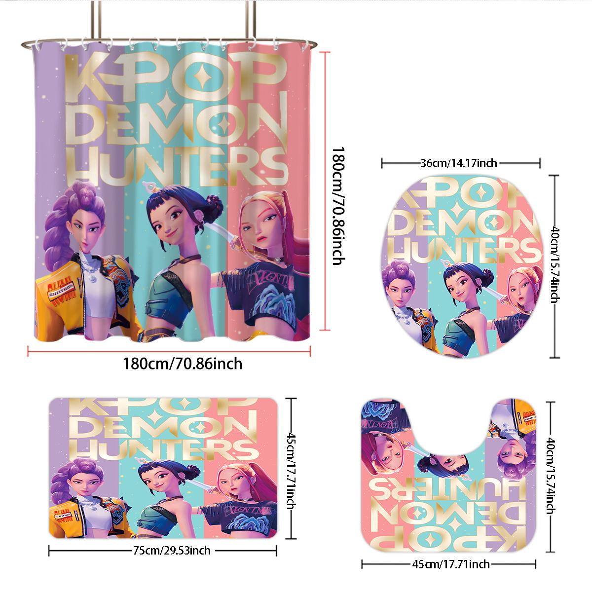 4Pcs K-Pop Demon Hunters Print Bathroom Set Toilet Cover Pad 1Pc Privacy Waterproof Shower Curtain With 12 Hook Decoration 4pcs
4Pcs K-Pop Demon Hunters Print Bathroom Set Toilet Cover Pad 1Pc Privacy Waterproof Shower Curtain With 12 Hook Decoration 4pcs