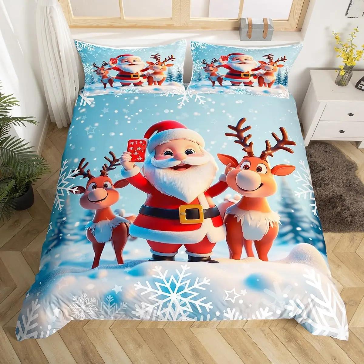 Christmas Duvet Cover Twin/Full/Queen/King Cartoon Santa Claus Bedding Set Xmas Theme Snowflake Comforter Cover for Girls Adults EU Single(135*200cm)3pcs
Christmas Duvet Cover Twin/Full/Queen/King Cartoon Santa Claus Bedding Set Xmas Theme Snowflake Comforter Cover for Girls Adults EU Single(135*200cm)3pcs