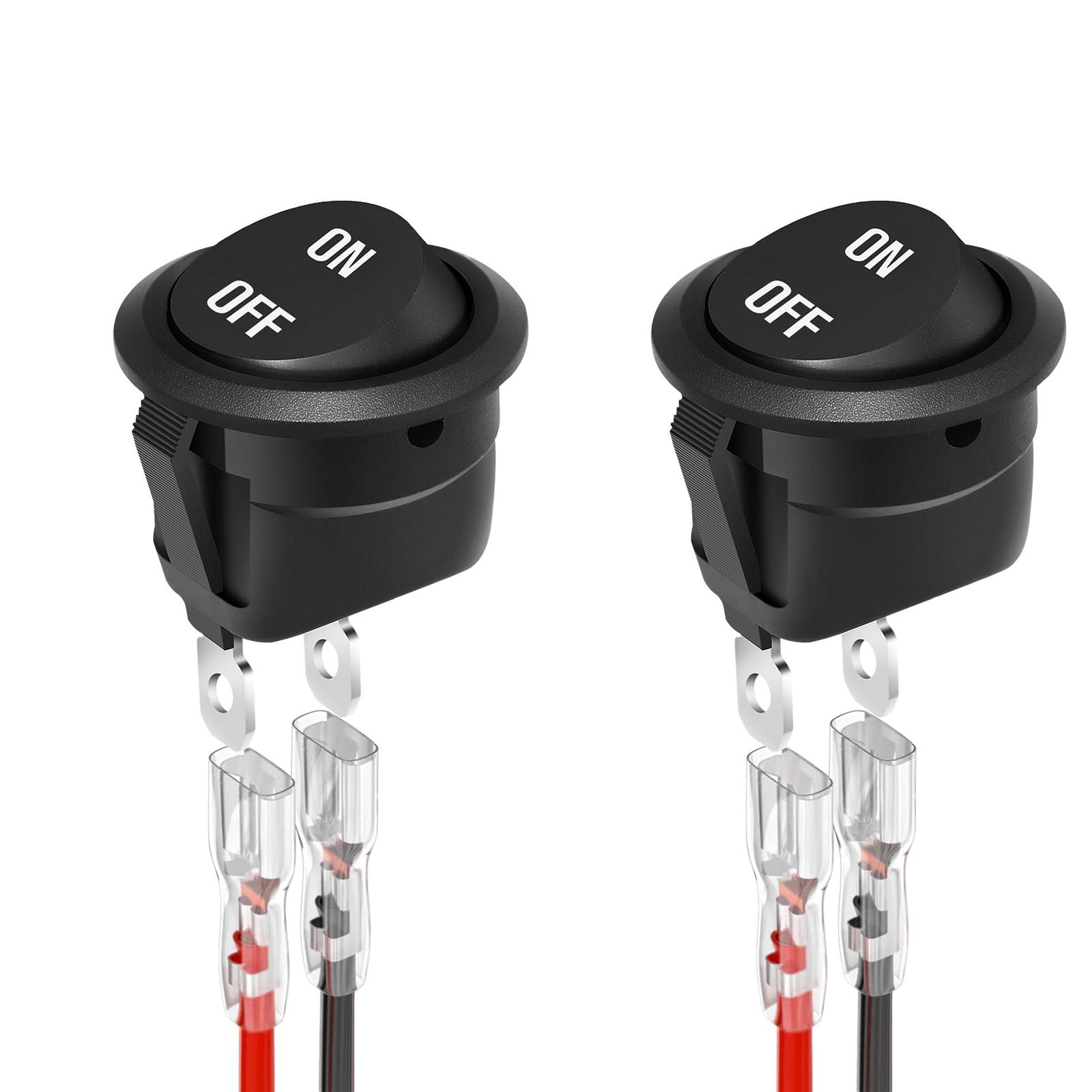 2/5/10Pcs 12V Round Rocker Switch ON/Off SPST 2Pin Toggle Switch with Wires 6A/250V 10A/125V AC for Automotive Boat etc
2/5/10Pcs 12V Round Rocker Switch ON/Off SPST 2Pin Toggle Switch with Wires 6A/250V 10A/125V AC for Automotive Boat etc