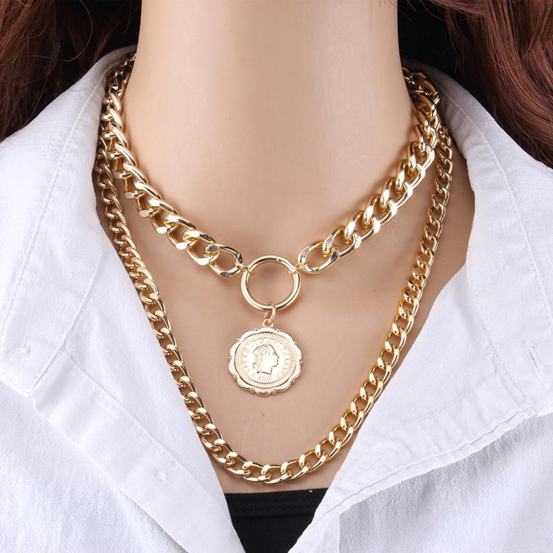 Vintage Multi Layered Gold Color Portrait Chain Chokers Necklace for Women Fashion Coin Thick Chain Pendant Necklace Zircon золотий
Vintage Multi Layered Gold Color Portrait Chain Chokers Necklace for Women Fashion Coin Thick Chain Pendant Necklace Zircon золотий
