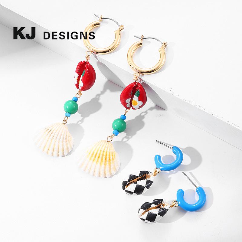 Kenjie European & American Style Summer Seashell Earrings for Women - Fashionable Beaded Pendant Studs with Natural Seashell Print
Kenjie European & American Style Summer Seashell Earrings for Women - Fashionable Beaded Pendant Studs with Natural Seashell Print