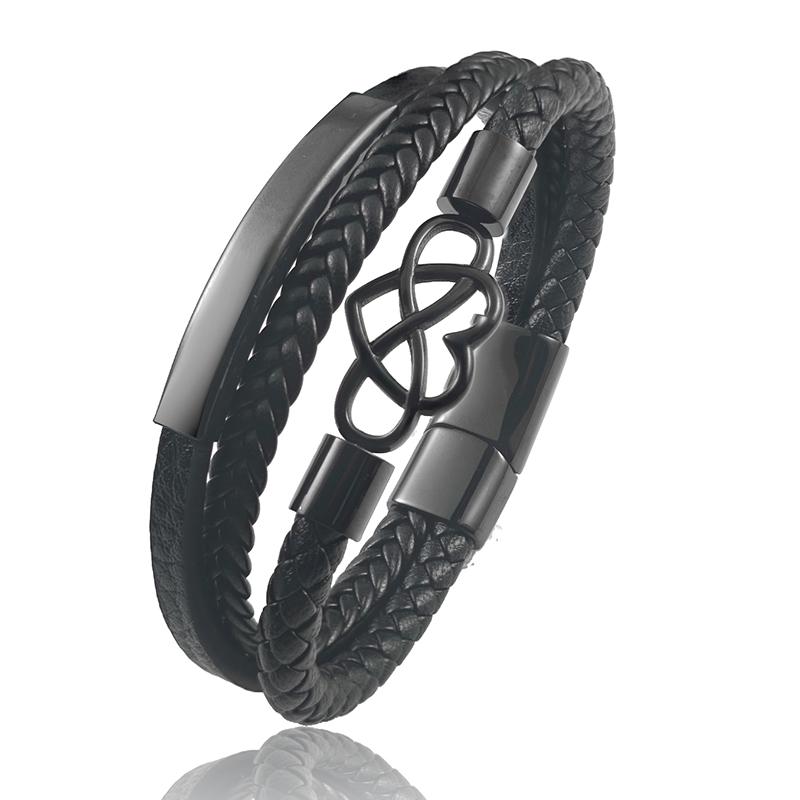 Infinite Symbol Heart Leather Bracelet for Men Charm Stainless Steel Magnetic Clasp Bangle Gift for Dad Friend Jewelry 22cm чорний
Infinite Symbol Heart Leather Bracelet for Men Charm Stainless Steel Magnetic Clasp Bangle Gift for Dad Friend Jewelry 22cm чорний