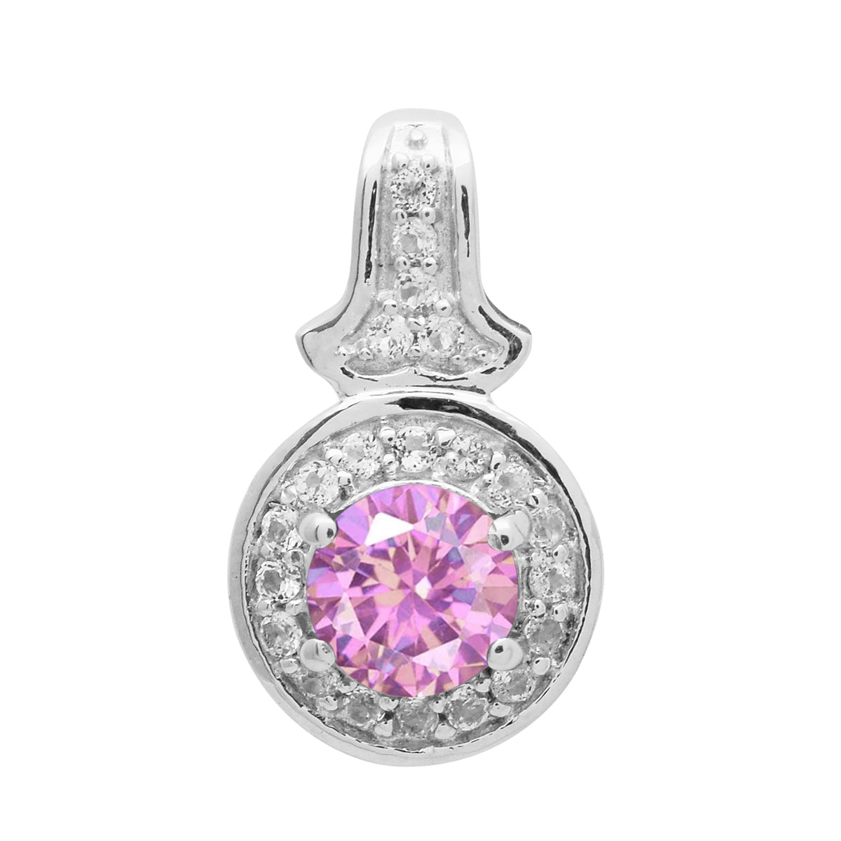 Multi Stone Round Solitaire Halo Pendant - 925 Sterling Silver
Multi Stone Round Solitaire Halo Pendant - 925 Sterling Silver