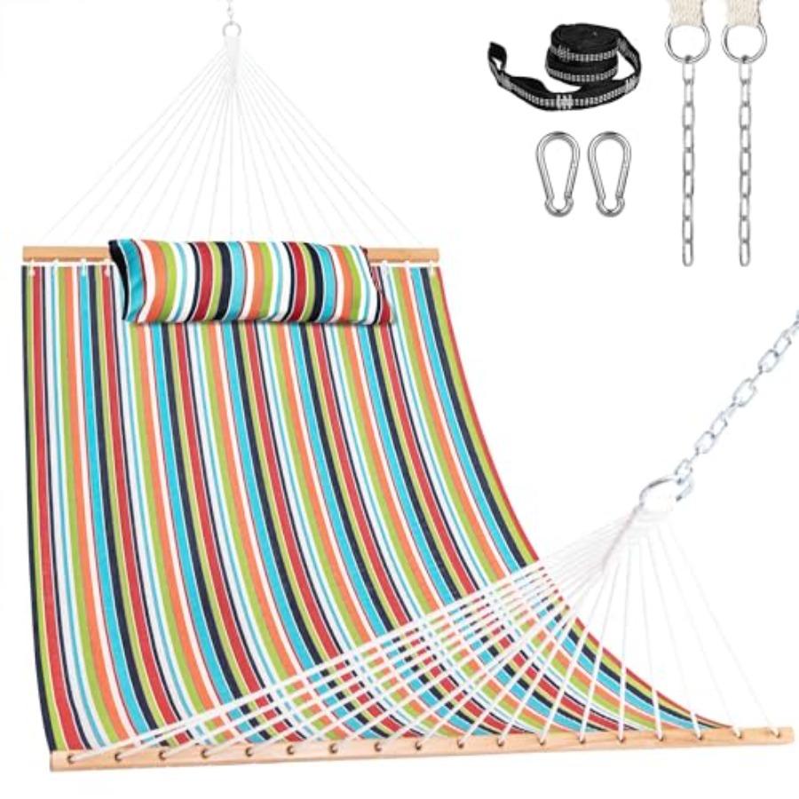 12 FT Sunbrella Fabric Hammock with Spreader Bars and Free Pillow for Patio Yard All Weather and Fade Resistant 450 lbs Capacit
12 FT Sunbrella Fabric Hammock with Spreader Bars and Free Pillow for Patio Yard All Weather and Fade Resistant 450 lbs Capacit