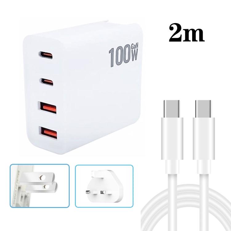 GaN 100 Вт Dual USB + Dual USB-C/Type-C многопортовое зарядное устройство с 2-метровым кабелем передачи данных Type-C - Type-C с вилкой США / Великобритании US+UK Plug
GaN 100 Вт Dual USB + Dual USB-C/Type-C многопортовое зарядное устройство с 2-метровым кабелем передачи данных Type-C - Type-C с вилкой США / Великобритании US+UK Plug