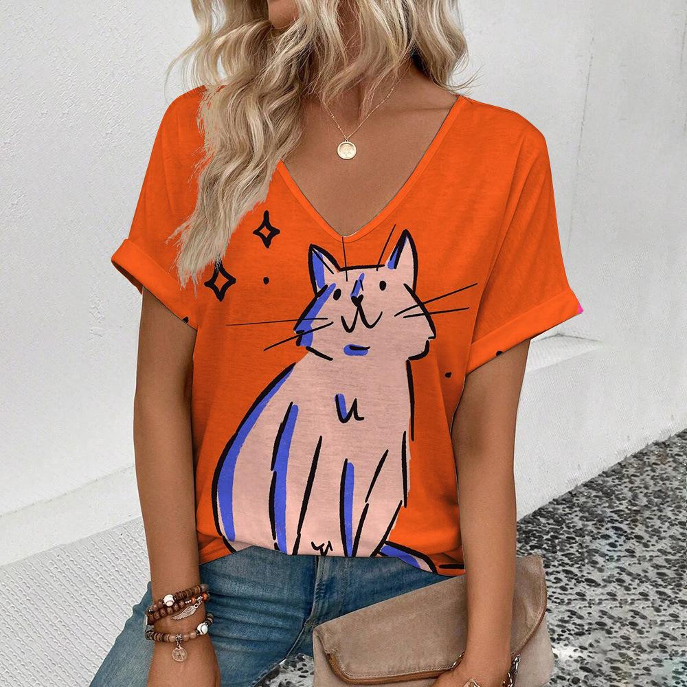 New Cute Cartoon Cat 3D Digital Print Loose Comfortable Casual V-Neck Short Sleeve Top Polyester Fabric T-Shirt Korean Style 5XL
New Cute Cartoon Cat 3D Digital Print Loose Comfortable Casual V-Neck Short Sleeve Top Polyester Fabric T-Shirt Korean Style 5XL
