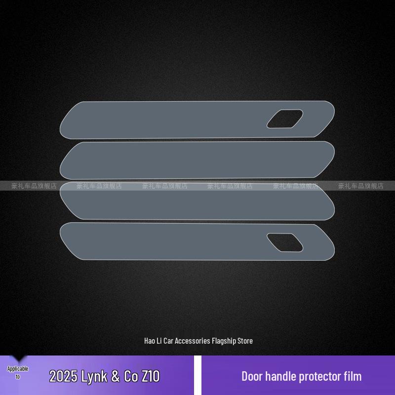 This transparent TPU film protects 25 Lynk & Co Z10 models from scratches and enhances door handle and exterior styling.
This transparent TPU film protects 25 Lynk & Co Z10 models from scratches and enhances door handle and exterior styling.