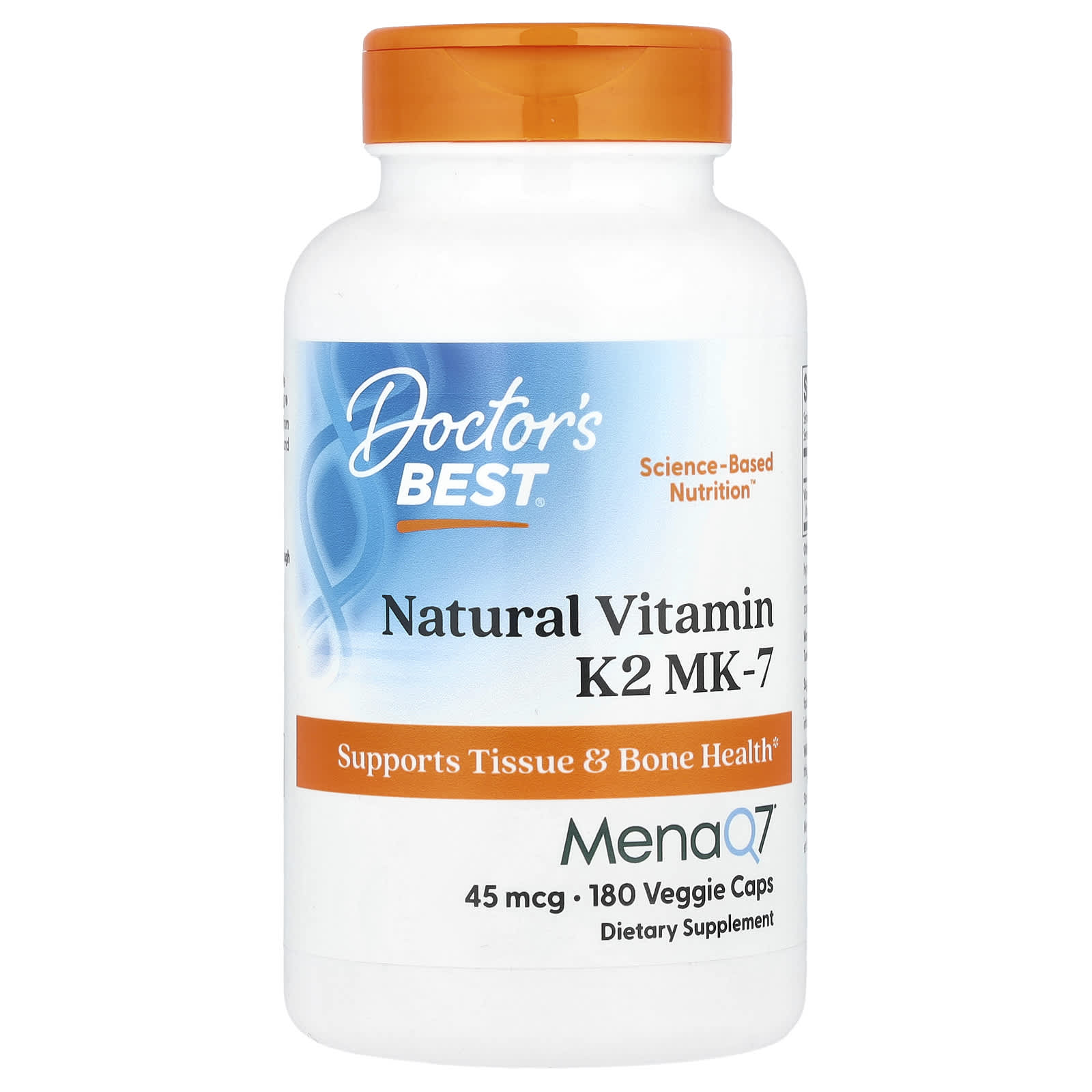 Doctor S Best, Natural Vitamin K2 Mk-7 with Menaq7, 45Mcg, 180 Veggie Caps 
Doctor S Best, Natural Vitamin K2 Mk-7 with Menaq7, 45Mcg, 180 Veggie Caps