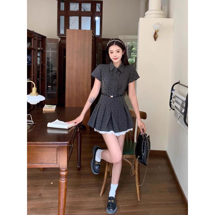 Korean retro fake two-piece polka dot short-sleeved dress for women s summer college style wear, waist and thin a-word short skirt XL сірий колір
Korean retro fake two-piece polka dot short-sleeved dress for women s summer college style wear, waist and thin a-word short skirt XL сірий колір