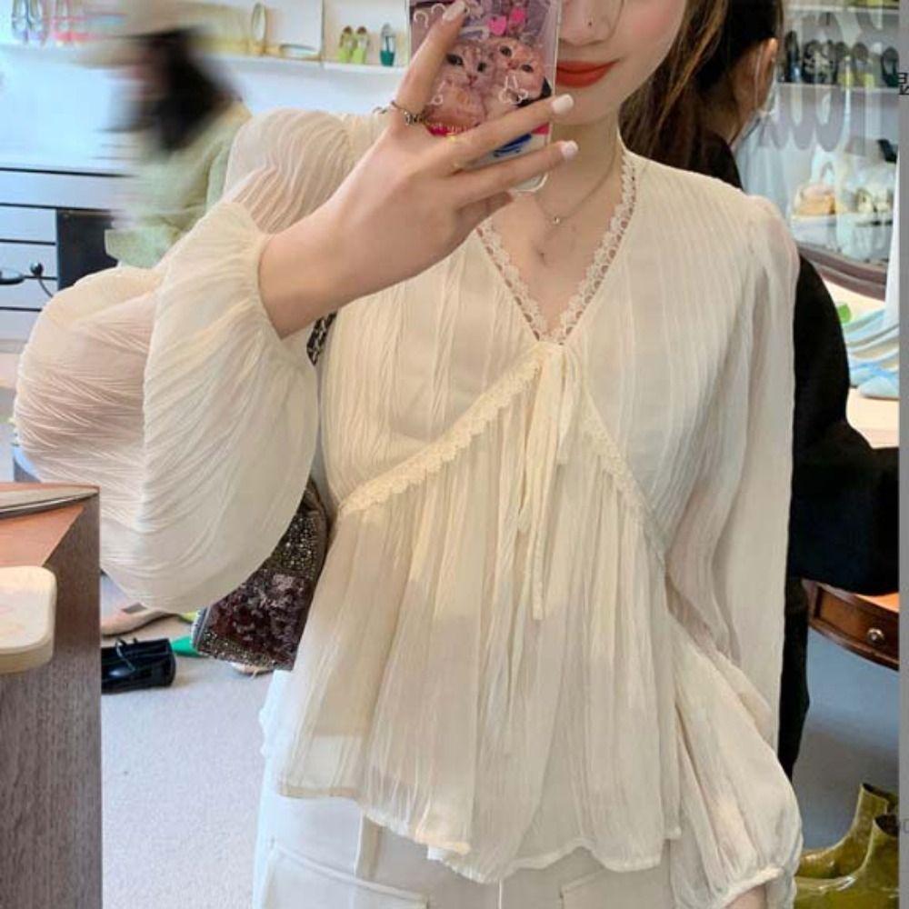 Lace Up Women s Lace Blouse V-neck Office Lady Shirt Tops Sweet Chiffon Long Sleeve Shirts Autumn S бежевий
Lace Up Women s Lace Blouse V-neck Office Lady Shirt Tops Sweet Chiffon Long Sleeve Shirts Autumn S бежевий