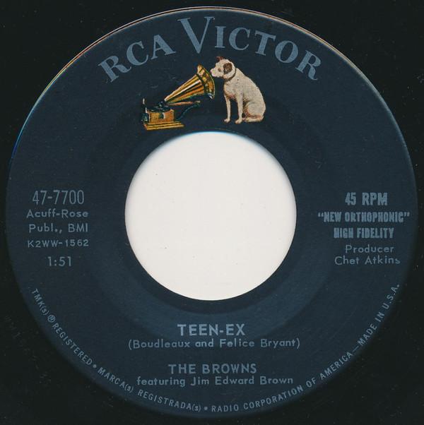7inch Record BROWNS, JIM ED BROWN - Teen-Ex / The Old Lamplighter 477700 RCA Victor 1960 US Jazz Used
7inch Record BROWNS, JIM ED BROWN - Teen-Ex / The Old Lamplighter 477700 RCA Victor 1960 US Jazz Used