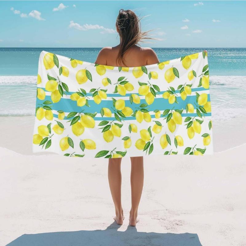 Beach Towel Yellow Lemon Bath Pool Towels Blue Stripe Summer Fruit Absorbent Beach Towel Soft Large Quick Lightweight Camping W30*H60(CM)
Beach Towel Yellow Lemon Bath Pool Towels Blue Stripe Summer Fruit Absorbent Beach Towel Soft Large Quick Lightweight Camping W30*H60(CM)