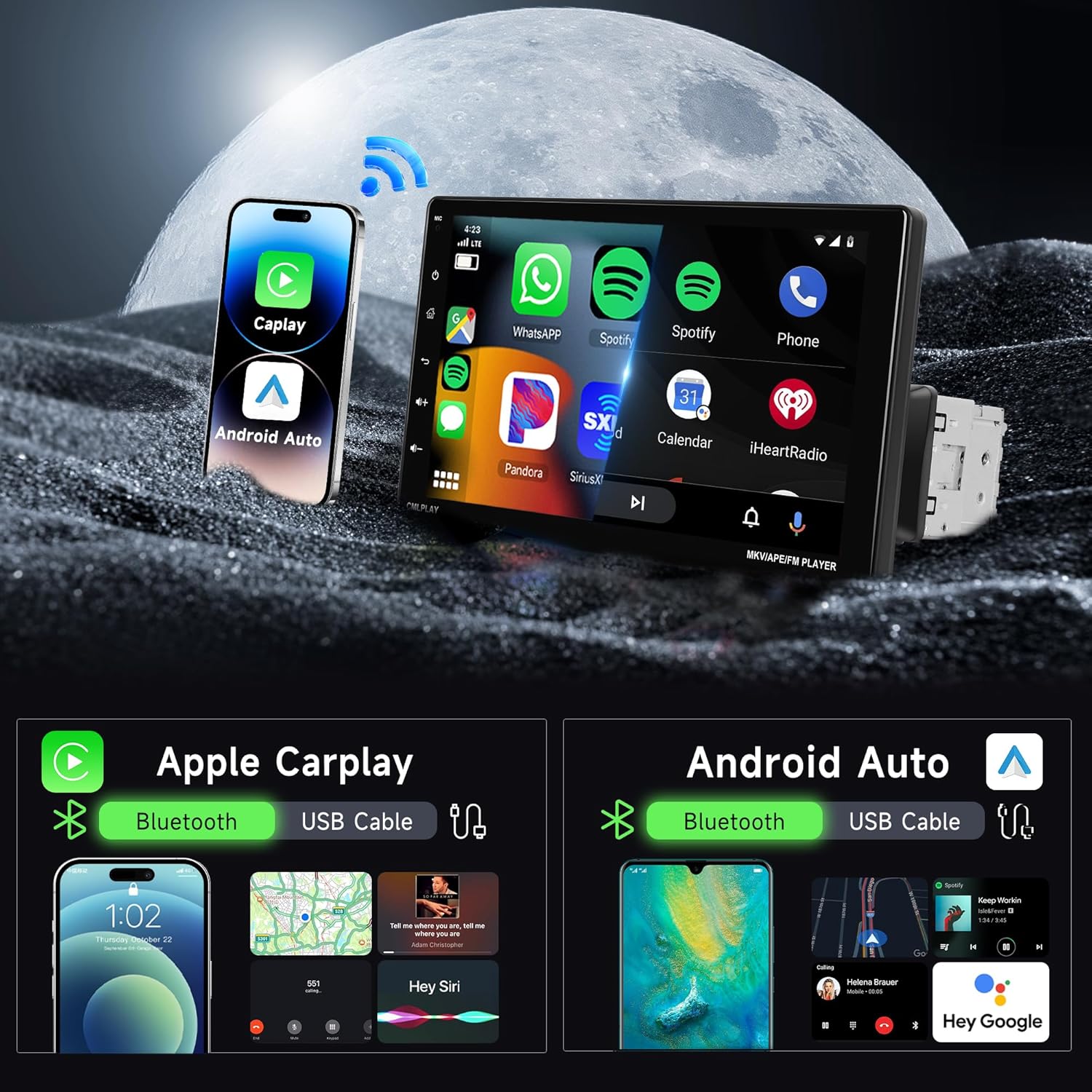 9 Single Din Car Stereo with Wireless CarPlay, Android Auto, Bluetooth 5.0, Touchscreen, FM/USB/AUX/TF, Backup Camera Ready United States
9 Single Din Car Stereo with Wireless CarPlay, Android Auto, Bluetooth 5.0, Touchscreen, FM/USB/AUX/TF, Backup Camera Ready United States