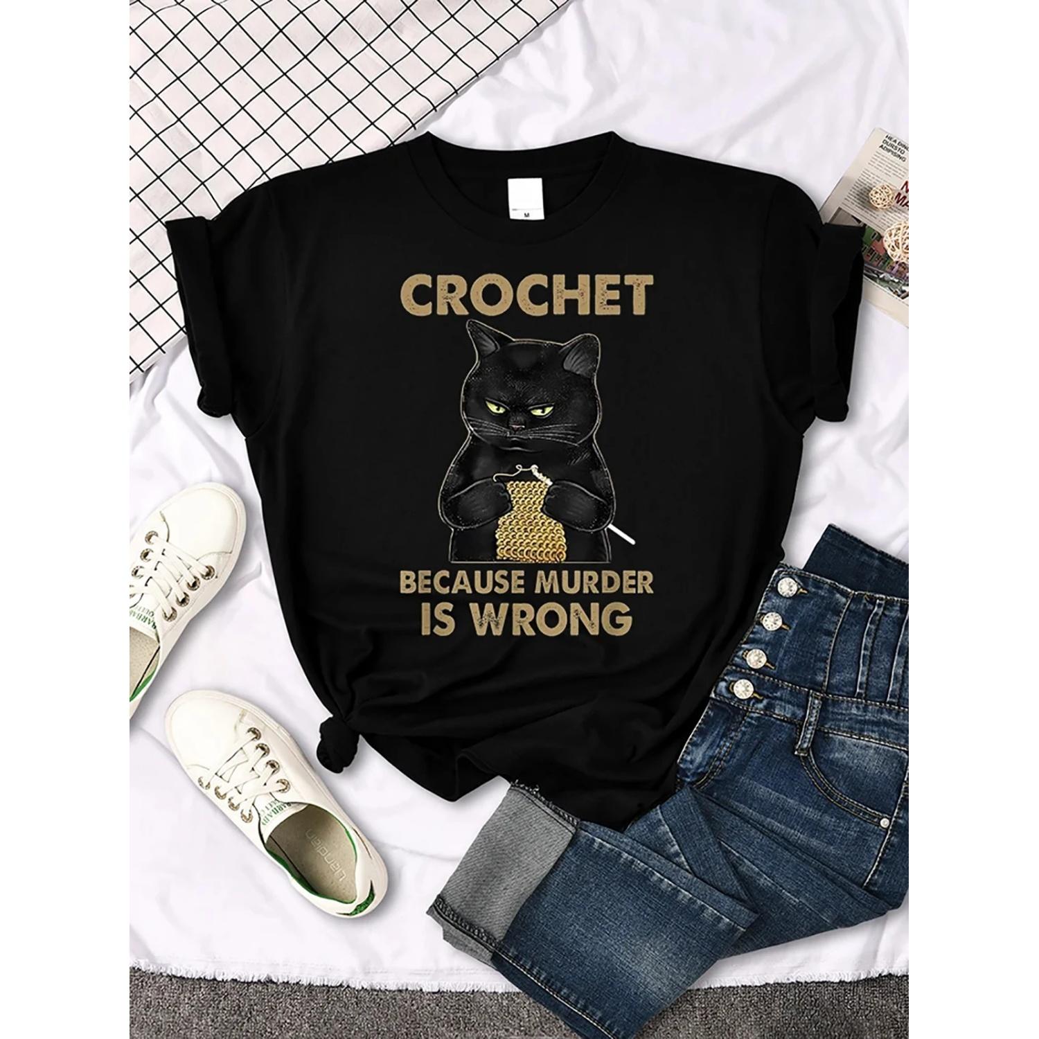 Summer Women Cotton T-Shirt Crochet Because Murder Is Wrong Printing Clothing Men Fashion Tops Tees Female Casual Streetwear S чёрный
Summer Women Cotton T-Shirt Crochet Because Murder Is Wrong Printing Clothing Men Fashion Tops Tees Female Casual Streetwear S чёрный