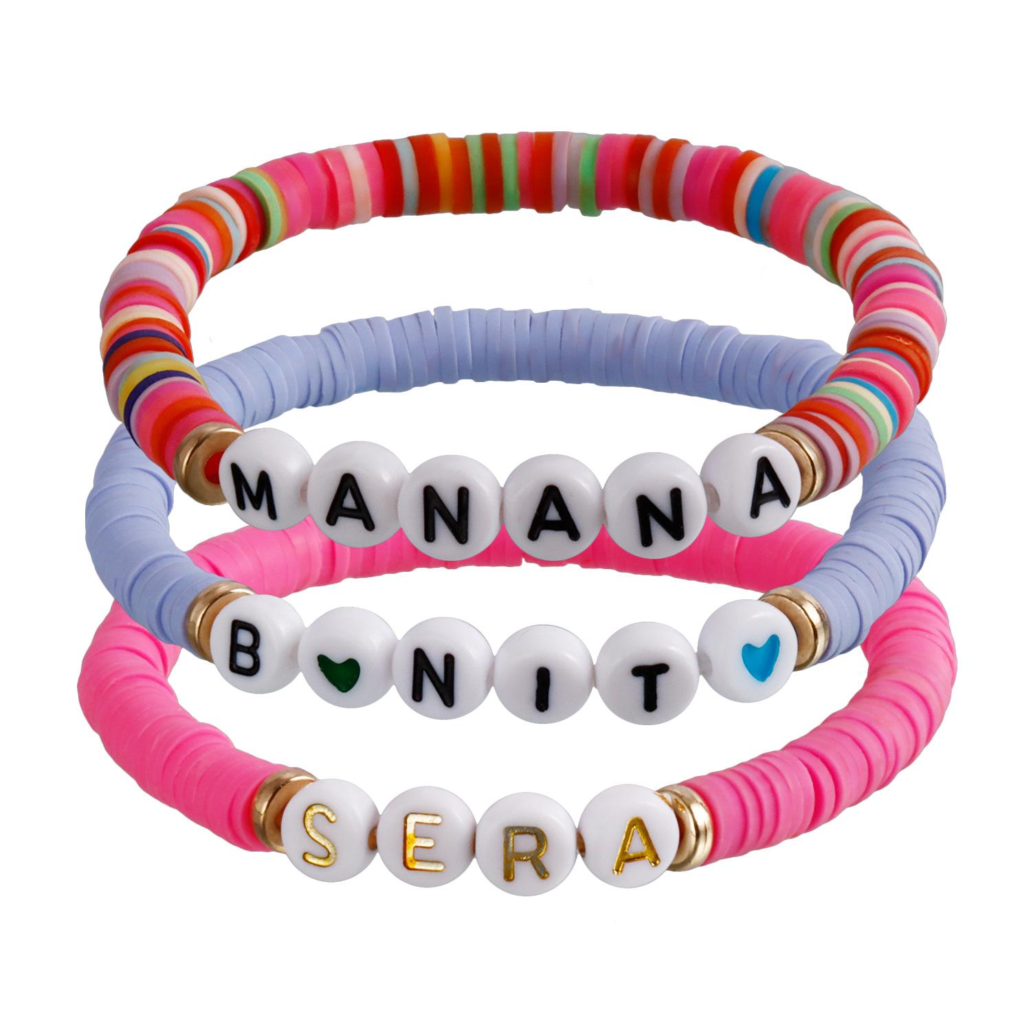 Europe and the United States hot-selling color soft pottery letter bracelet bracelet, bracelet can be self-made letter style, support single
Europe and the United States hot-selling color soft pottery letter bracelet bracelet, bracelet can be self-made letter style, support single