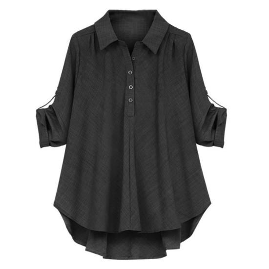 Высокие-низкие рукава большого размера, плиссированные полупуговицы, женская рубашка с застежкой, свободная рубашка подол XL чёрный
Высокие-низкие рукава большого размера, плиссированные полупуговицы, женская рубашка с застежкой, свободная рубашка подол XL чёрный