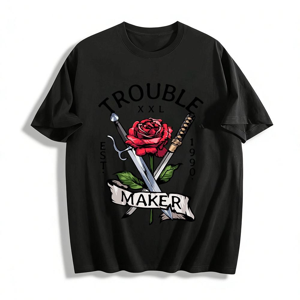 Vintage Rebel Rose Sword Print Tee 1990 American Street Style Top Pure cotton T-shirt 6XL
Vintage Rebel Rose Sword Print Tee 1990 American Street Style Top Pure cotton T-shirt 6XL