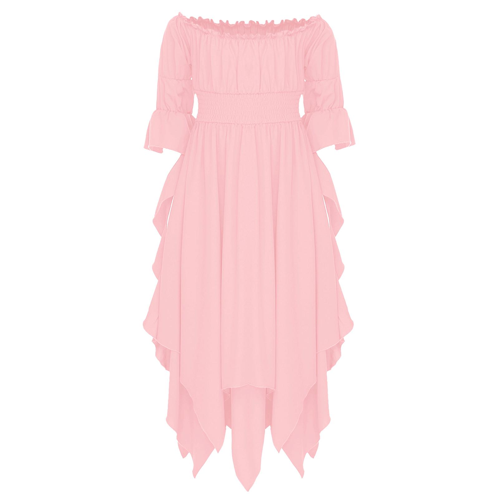 Girl s Renaissance Halloween Fancy Dress Costume Cold Shoulder Smocked Irregular Hem Dresses 5-6 Years рожевий
Girl s Renaissance Halloween Fancy Dress Costume Cold Shoulder Smocked Irregular Hem Dresses 5-6 Years рожевий