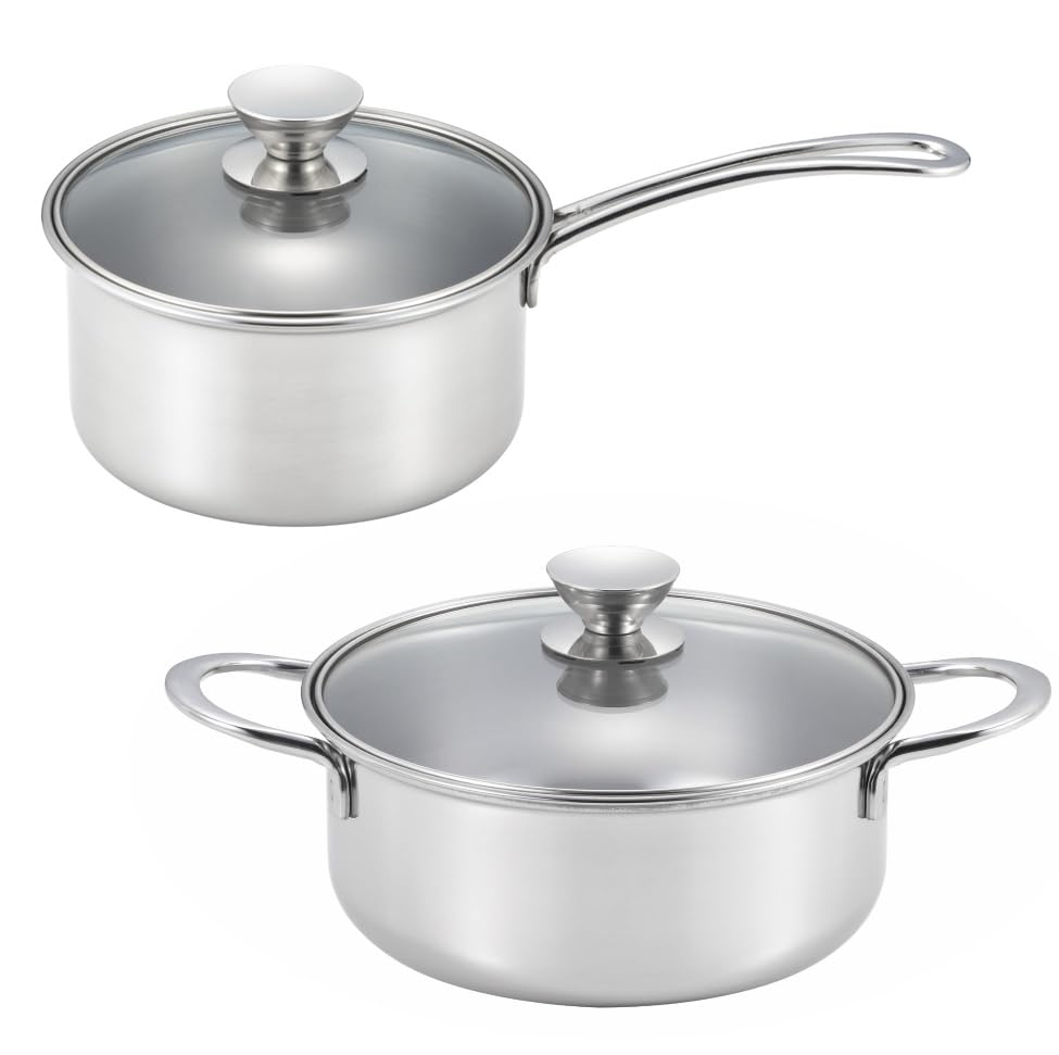 Maruyama Lucente 16cm Saucepan with Glass Lid 20cm Saucepan with Glass Lid Stainless Induction and Gas Stove Made in 1.8L & 2.6L (LU-36KR) - Steel,
Maruyama Lucente 16cm Saucepan with Glass Lid 20cm Saucepan with Glass Lid Stainless Induction and Gas Stove Made in 1.8L & 2.6L (LU-36KR) - Steel,