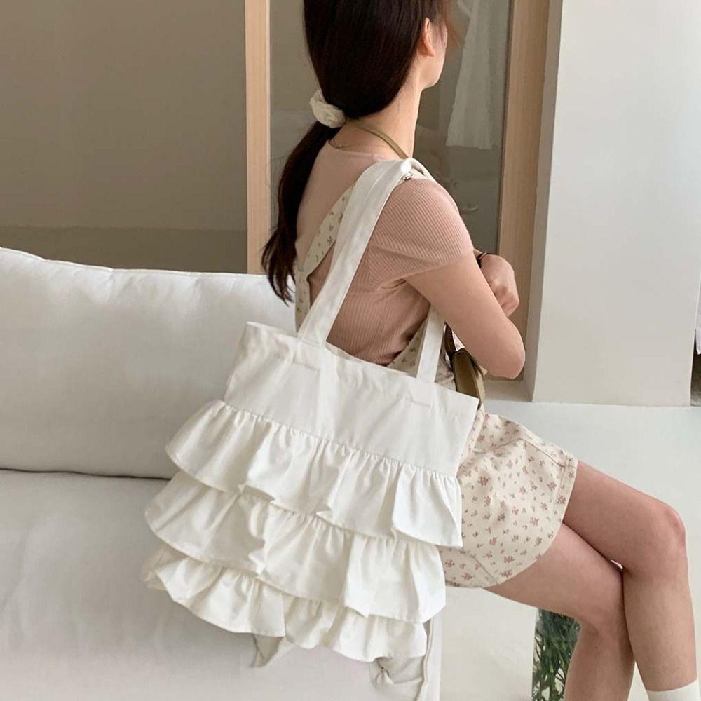 Cake Skirt Shape Drawstring Handbag Large Capacity Tote Bag Simple Lotus Leaf Shoulder Bag Women Style A
Cake Skirt Shape Drawstring Handbag Large Capacity Tote Bag Simple Lotus Leaf Shoulder Bag Women Style A