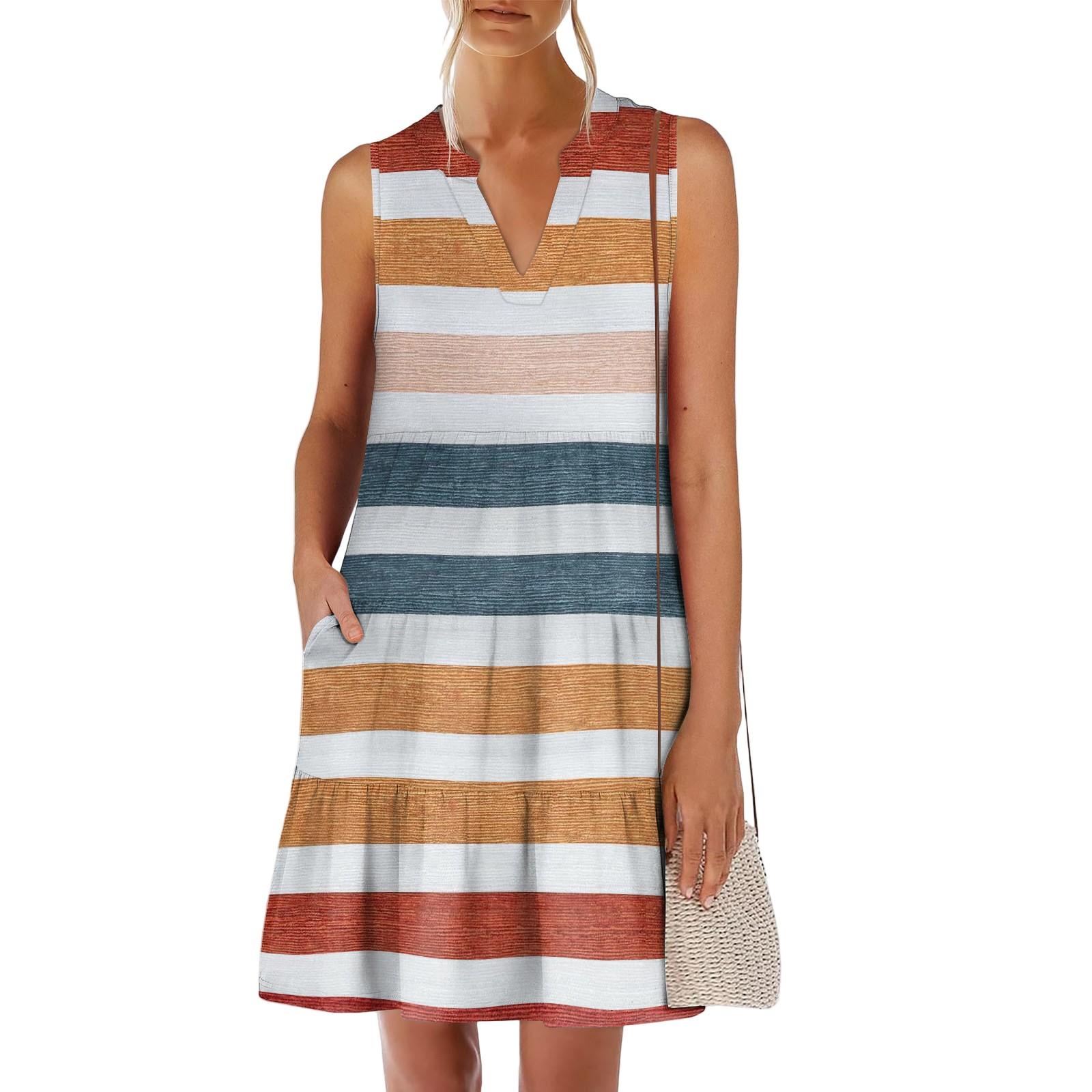 Women s Summer Fashion V-Neck Sleeveless Splicing Stripe Gradient Casual Dresses L помаранчевий
Women s Summer Fashion V-Neck Sleeveless Splicing Stripe Gradient Casual Dresses L помаранчевий