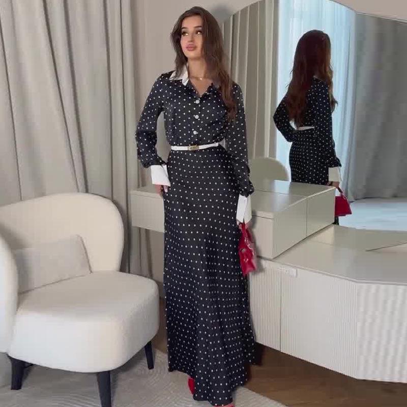 2024 Осень Женское платье в горошек с цветными блоками, с длинным рукавом и лацканами 3XL чёрный
2024 Осень Женское платье в горошек с цветными блоками, с длинным рукавом и лацканами 3XL чёрный