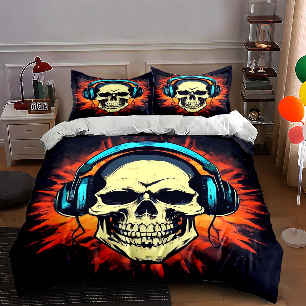 Skull wearing headphones. Bedding Duvet cover sets Duvet covers Pillowcases gifts (1 * Duvet Cover 2 * Pillowcases, without duvet insert) 135x200cm
Skull wearing headphones. Bedding Duvet cover sets Duvet covers Pillowcases gifts (1 * Duvet Cover 2 * Pillowcases, without duvet insert) 135x200cm