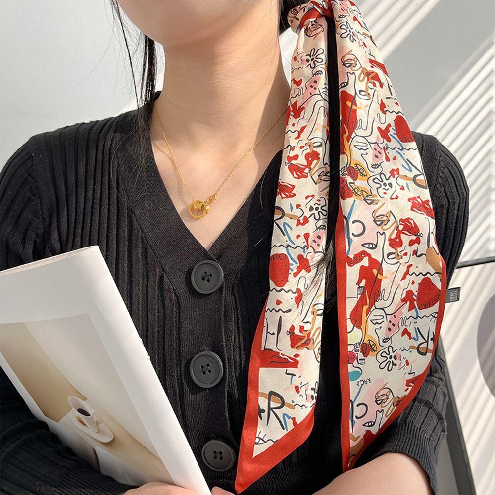 Classic Neck Scarf Flower Printed Scarf Stripe Hair Bands Satin Silk Scarves Women Hair Ribbon C
Classic Neck Scarf Flower Printed Scarf Stripe Hair Bands Satin Silk Scarves Women Hair Ribbon C