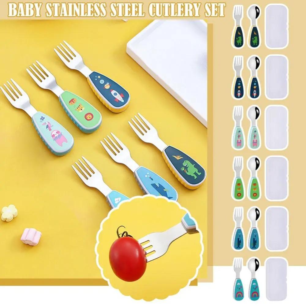 2pcs Portable Cartoon Spoon Fork Set Stainless Steel Children s Tableware Toddler Feeding Rainbow
2pcs Portable Cartoon Spoon Fork Set Stainless Steel Children s Tableware Toddler Feeding Rainbow