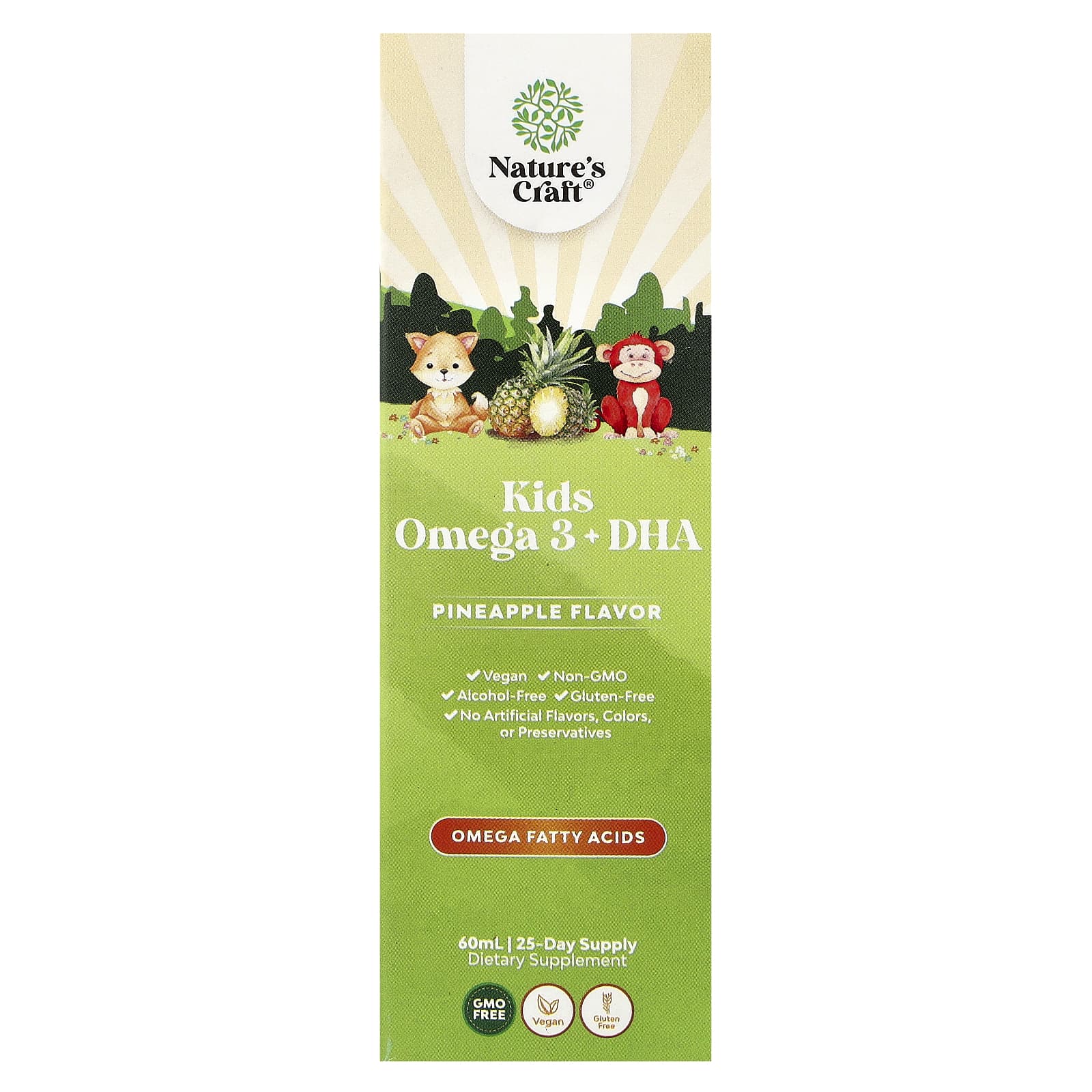 Nature s Craft, Kids Omega-3 + DHA, Pineapple, 60ml (2 fl oz)
Nature s Craft, Kids Omega-3 + DHA, Pineapple, 60ml (2 fl oz)