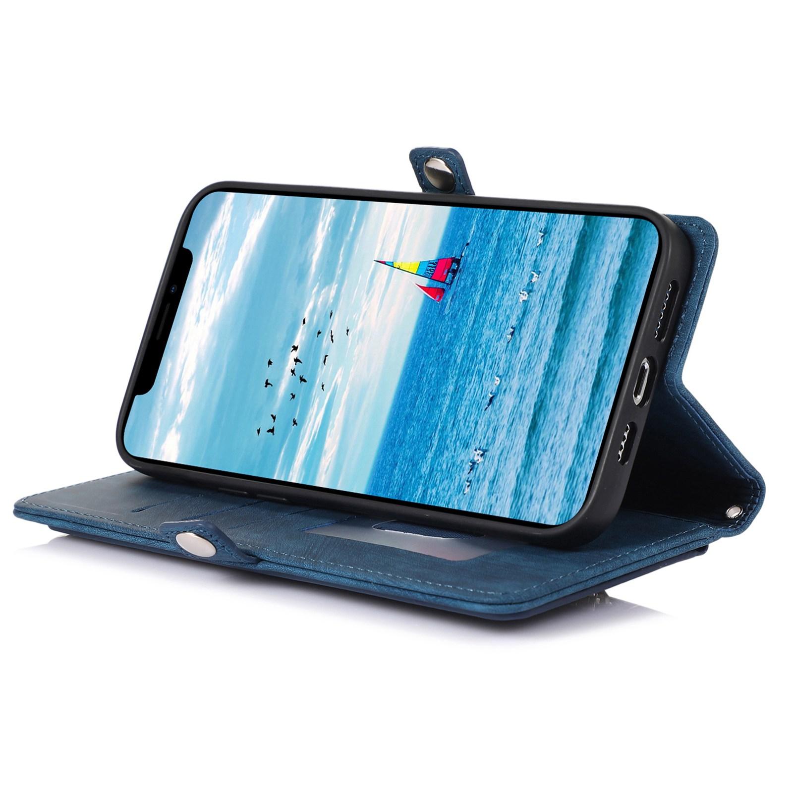 For iPhone 15 Case Zipper Pocket 9 Card Slots PU Leather Phone Cover with Wrist Strap Blue
For iPhone 15 Case Zipper Pocket 9 Card Slots PU Leather Phone Cover with Wrist Strap Blue