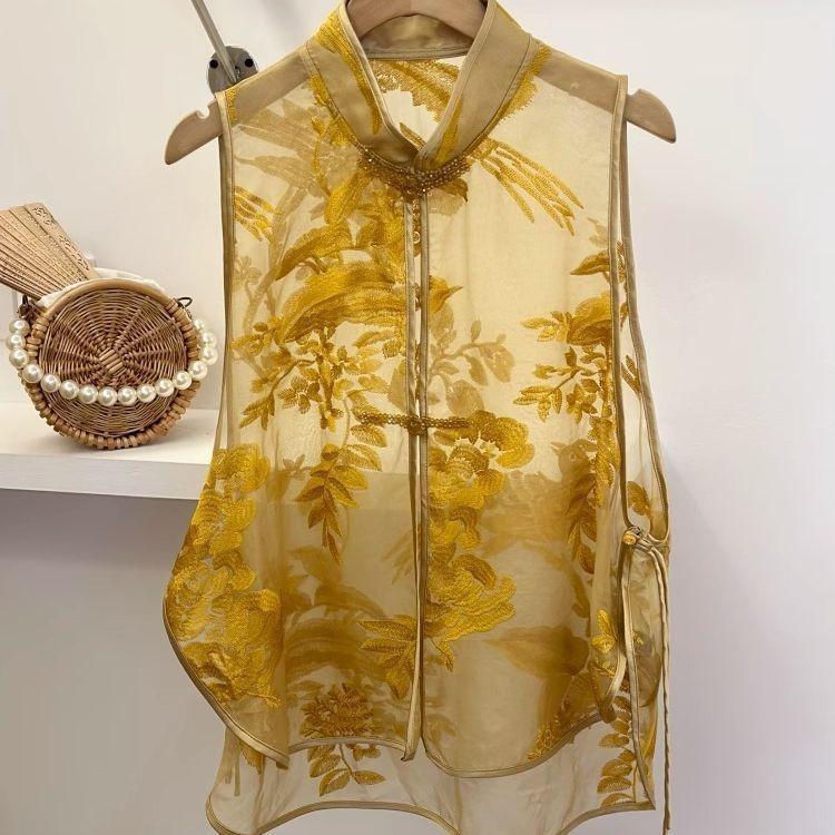 Роскошный вышитый жилет женский высококлассный воротник-стойка бисерный желтый благородный сетчатый топ лето M (under 50kg recommended)
Роскошный вышитый жилет женский высококлассный воротник-стойка бисерный желтый благородный сетчатый топ лето M (under 50kg recommended)