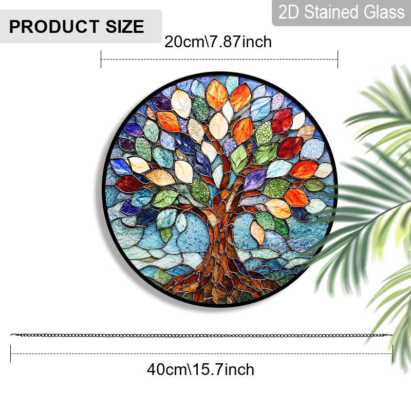 2D Flat, 1pc Rainbow Tree of Life Round Glass Suncatcher, Colorful Life of Tree Stained Glass Style Window Hanging, Multicolor Leaves Design with 7.87inch
2D Flat, 1pc Rainbow Tree of Life Round Glass Suncatcher, Colorful Life of Tree Stained Glass Style Window Hanging, Multicolor Leaves Design with 7.87inch