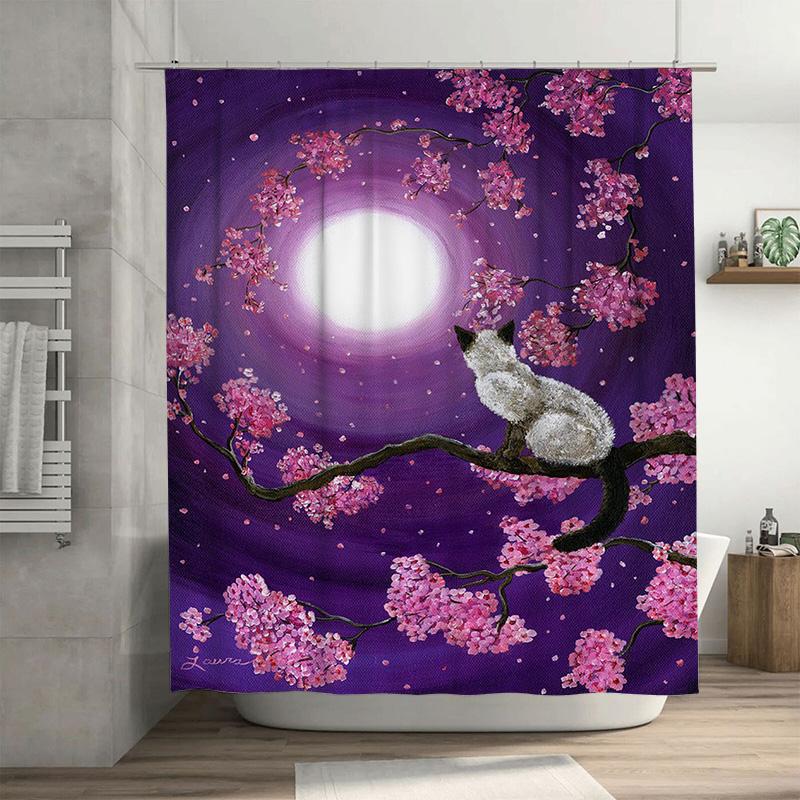 Purple Moonlight Cherry Blossom Cat Shower Curtain Pink Spring Floral Print Bathroom Decor Waterproof Fabric Bath Mat Cover Home W60H190(CM)-1 Pcs
Purple Moonlight Cherry Blossom Cat Shower Curtain Pink Spring Floral Print Bathroom Decor Waterproof Fabric Bath Mat Cover Home W60H190(CM)-1 Pcs