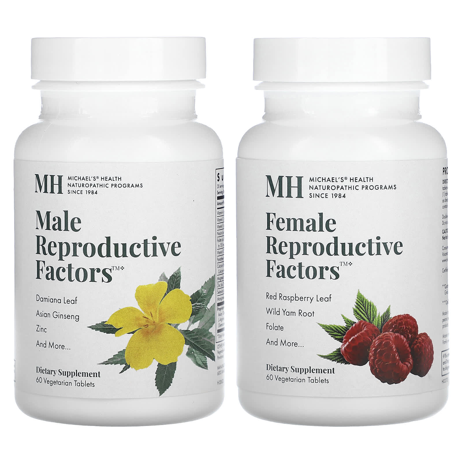 Michael S Health, Male & Female Reproductive Factors Couple Pack, 2 Bottles, 60 Veggie Tablets Each
Michael S Health, Male & Female Reproductive Factors Couple Pack, 2 Bottles, 60 Veggie Tablets Each