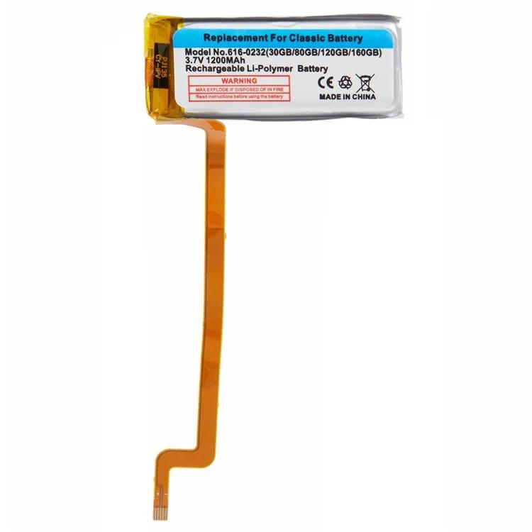 For iPod Video 5th Gen 5.5 Gen Classic 6th Gen 7th Gen 3.7V 1200mAh Li-Polymer Battery Assembly Part (Encode: 616-0232) Without Logo
For iPod Video 5th Gen 5.5 Gen Classic 6th Gen 7th Gen 3.7V 1200mAh Li-Polymer Battery Assembly Part (Encode: 616-0232) Without Logo