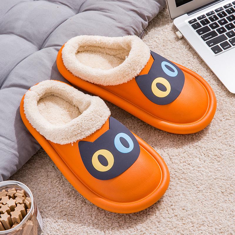 Теплая зимняя хлопковая обувь, женские теплые меховые домашние тапочки, нескользящие плюшевые тапочки из ЭВА, домашние тапочки для пар с толстой подошвой, шлепанцы 39-40 оранжевый
