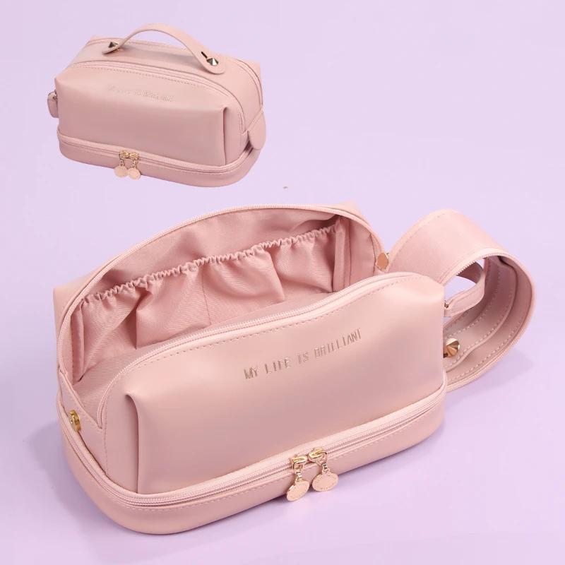 Cosmetic Bags for Women Elegant PU Leather Make Up Pouch Travel Toiletries Organizer Storage Hangbag Korean Carry-on Makeup Tote рожевий
Cosmetic Bags for Women Elegant PU Leather Make Up Pouch Travel Toiletries Organizer Storage Hangbag Korean Carry-on Makeup Tote рожевий