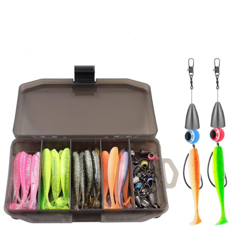 76pcs T-tail Bionic Fish Bait Set Curved Shank Hooks Fishing Storage Box with Hook for All Waters
76pcs T-tail Bionic Fish Bait Set Curved Shank Hooks Fishing Storage Box with Hook for All Waters