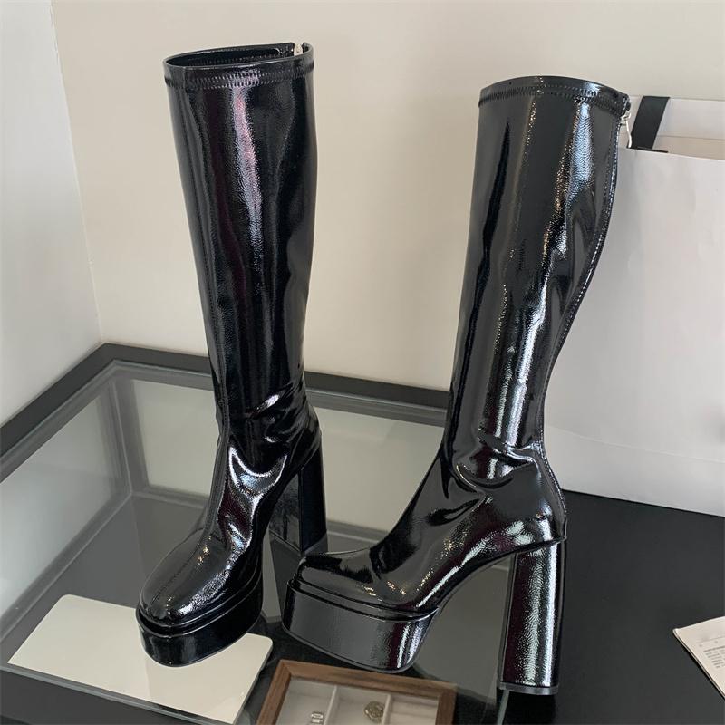 Fashion Eilyken Winter Fashion Round Toe Women Knee-High Boots Punk Style Platform Zipper Shoes Square High Heels Banquet Booties 35
Fashion Eilyken Winter Fashion Round Toe Women Knee-High Boots Punk Style Platform Zipper Shoes Square High Heels Banquet Booties 35
