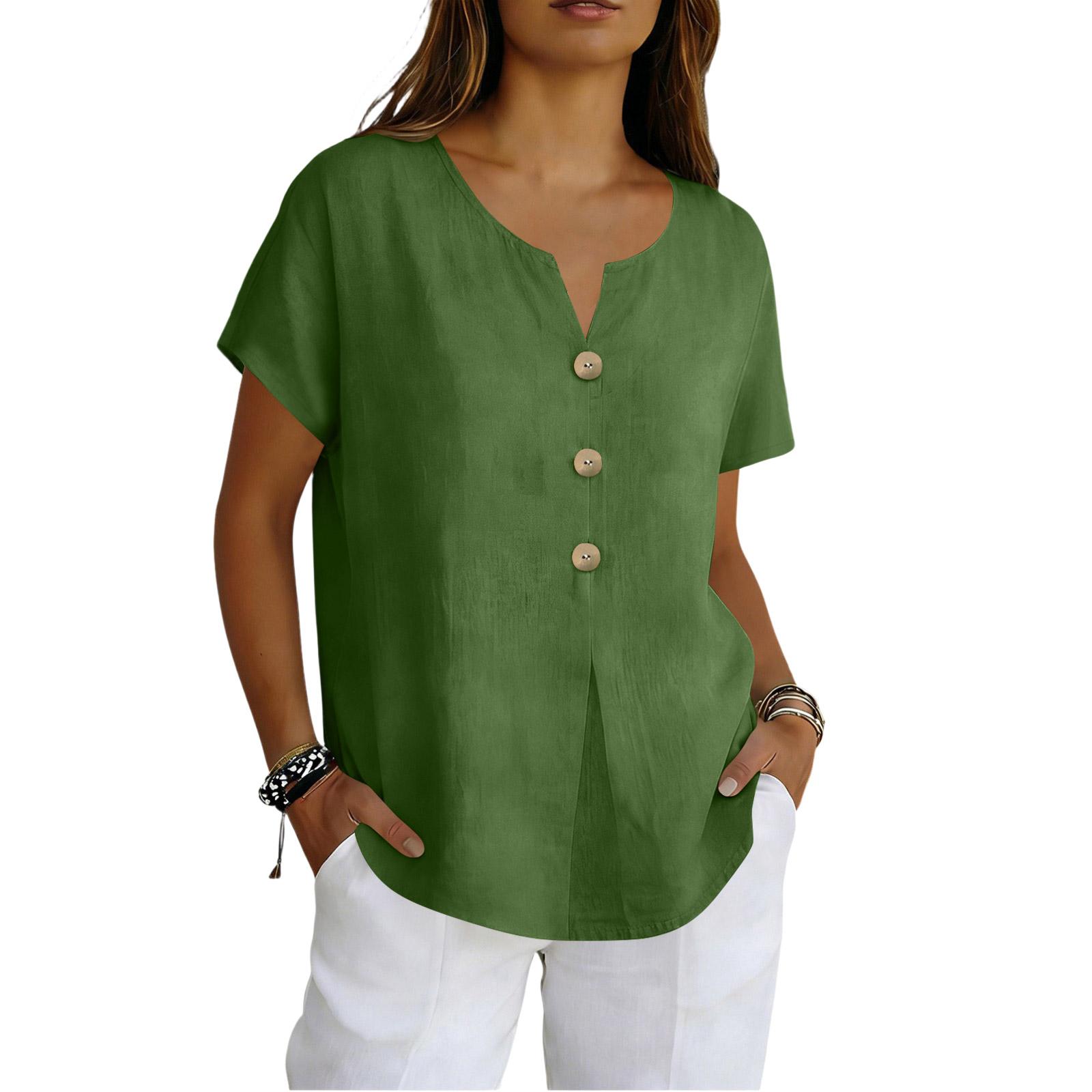 Women’s Linen Short Sleeve V Neck Button Down Loose Fit Casual Blouse Lightweight Summer Top for Daily Wear L армия зеленый
Women’s Linen Short Sleeve V Neck Button Down Loose Fit Casual Blouse Lightweight Summer Top for Daily Wear L армия зеленый