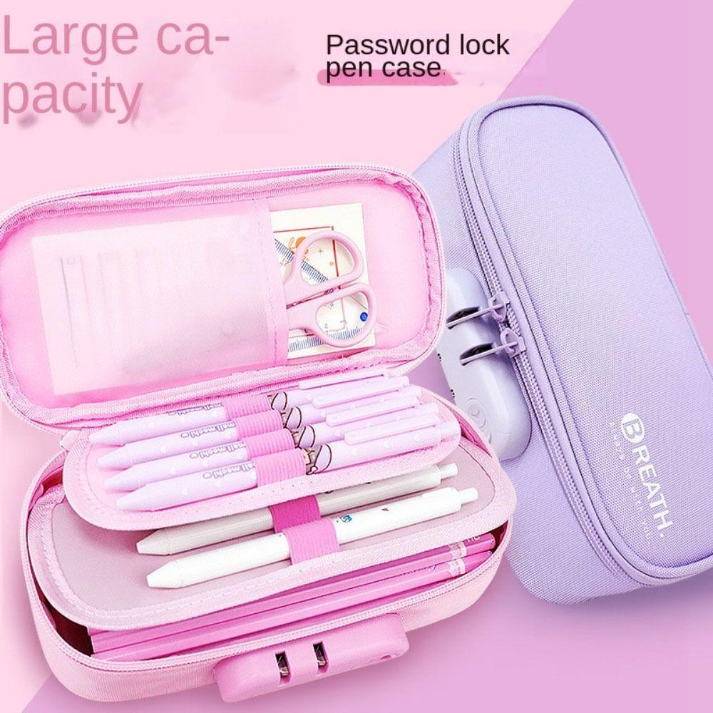 Large Capacity Durable Pencil Box Four Layers Solid Color Pen Holder New Password Lock Pencilcase рожевий
Large Capacity Durable Pencil Box Four Layers Solid Color Pen Holder New Password Lock Pencilcase рожевий