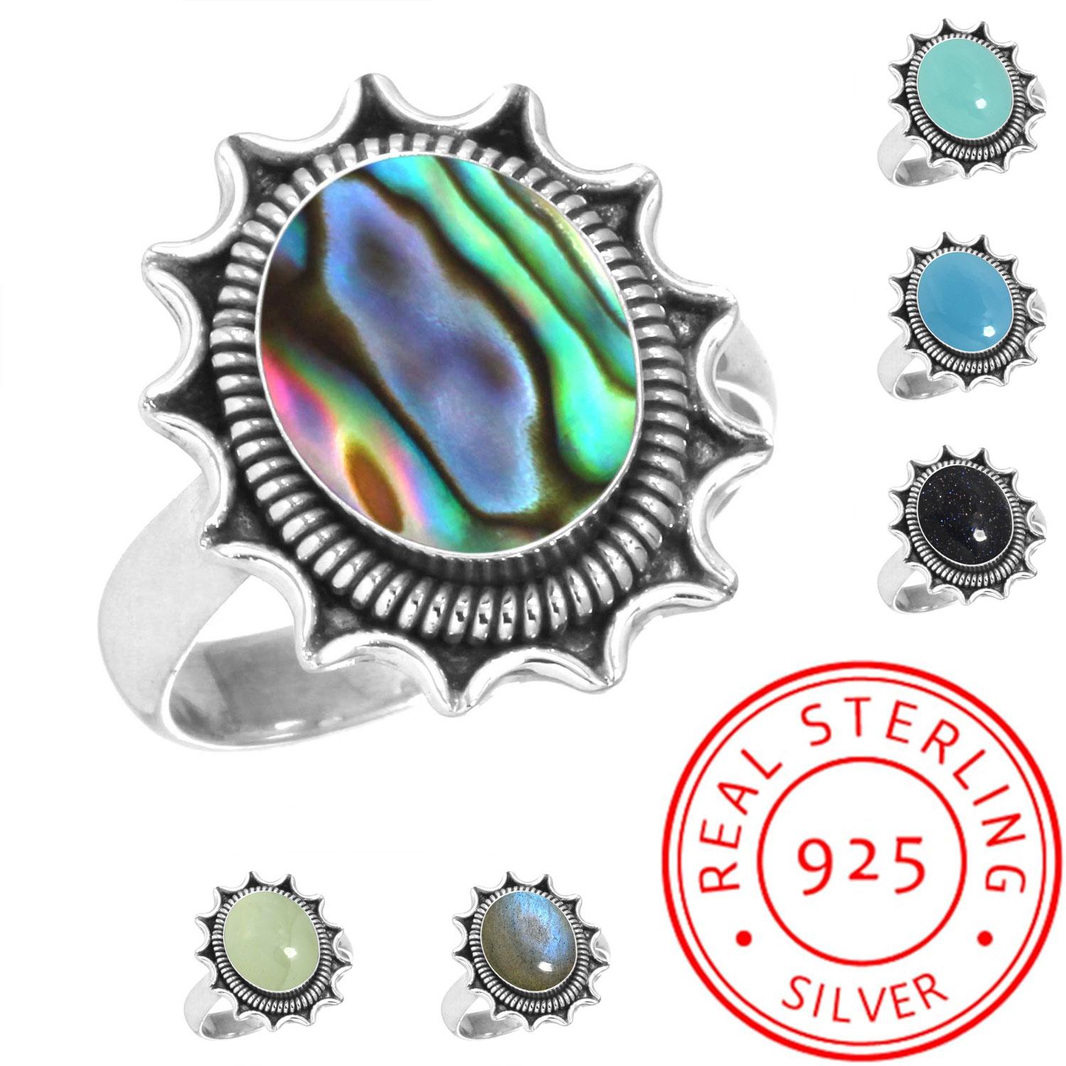 925 Sterling Silver Ring Women Gemstone Handmade Jewelry Christmas Gift Aqua Blue Chalcedony Abalone Shell Blue Sunstone Labradorite Prehnite Costume 6.5
925 Sterling Silver Ring Women Gemstone Handmade Jewelry Christmas Gift Aqua Blue Chalcedony Abalone Shell Blue Sunstone Labradorite Prehnite Costume 6.5