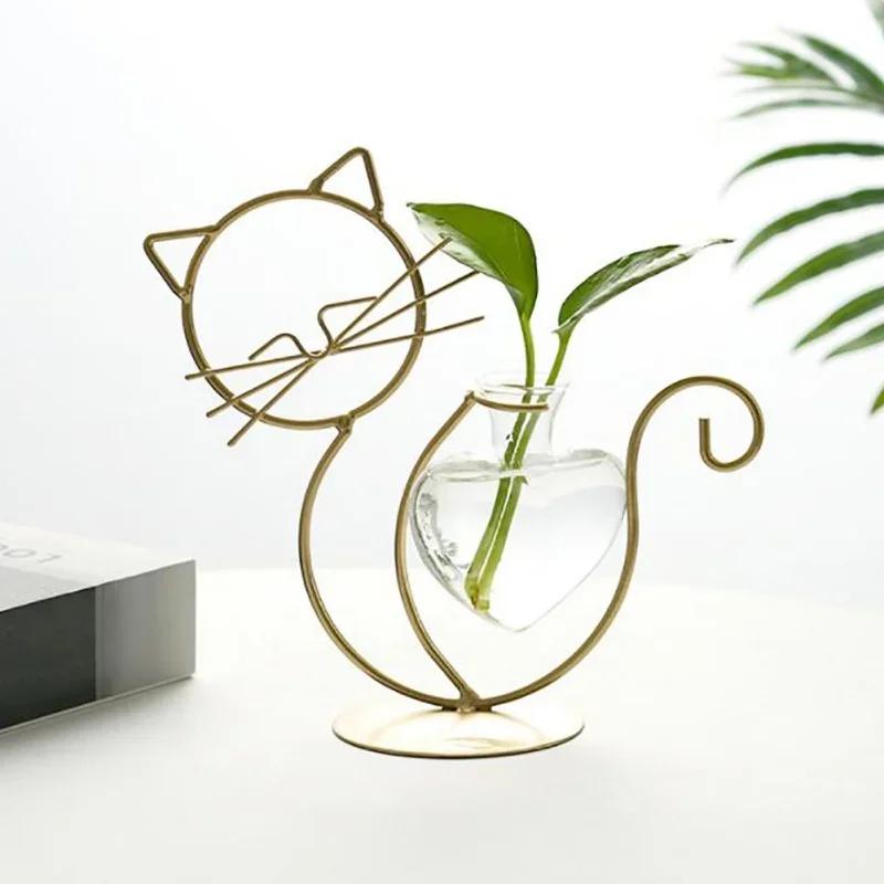 1 Pcs Vase Cute Hand Welded Vases High Temperature Baking Paint Hydroponic Glass Cat Shape Heart Vase with Metal Holder
1 Pcs Vase Cute Hand Welded Vases High Temperature Baking Paint Hydroponic Glass Cat Shape Heart Vase with Metal Holder
