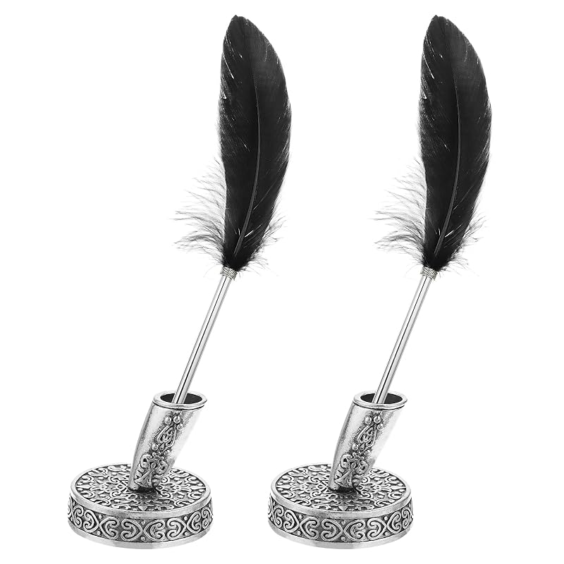 PATIKIL black ostrich feather ballpoint pen bulk purchase metal holder black ink vintage quill pen For office and wedding signatures
PATIKIL black ostrich feather ballpoint pen bulk purchase metal holder black ink vintage quill pen For office and wedding signatures