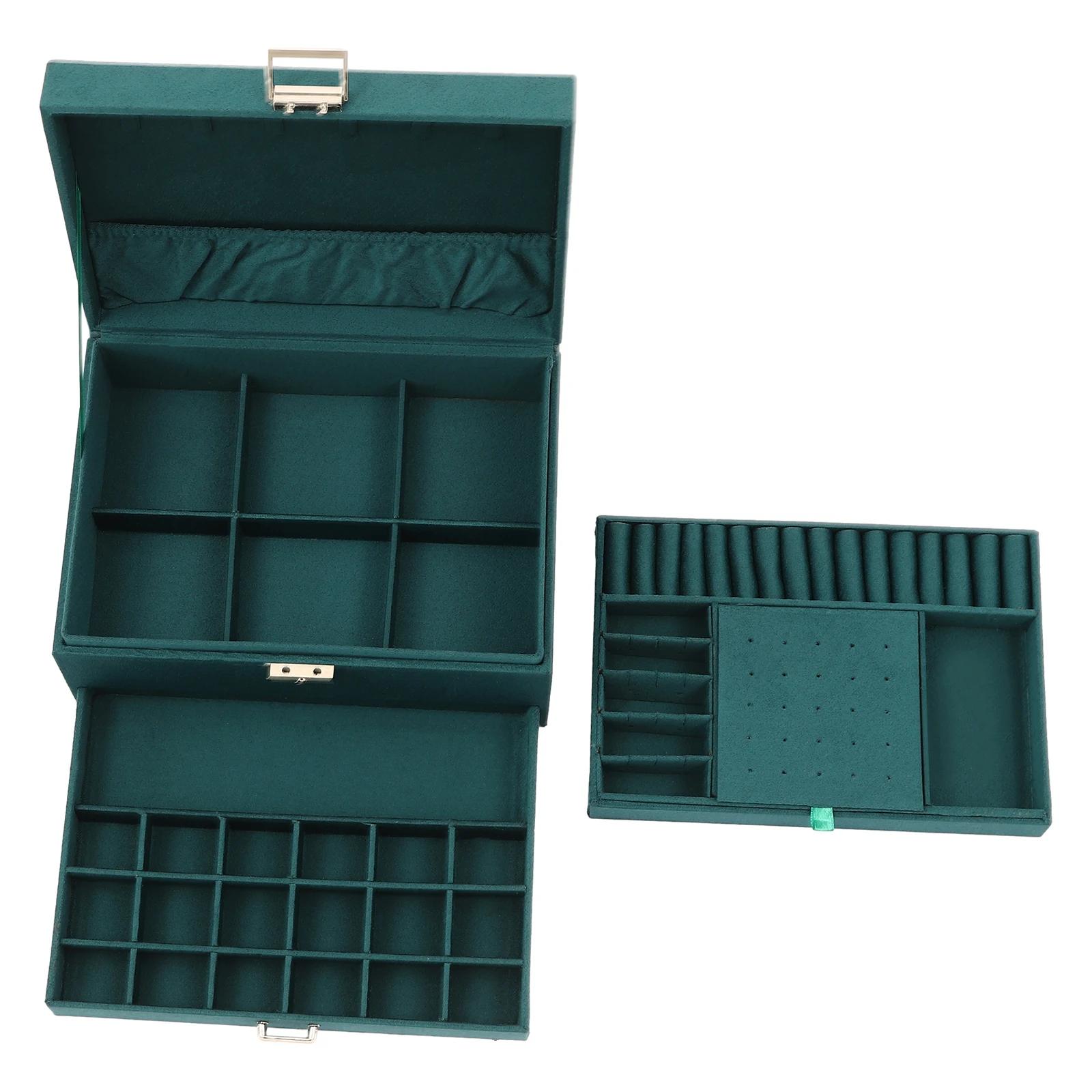 3-Layer Jewelry Box Organizer Large Capacity Ring Earring Necklace Storage Dark Green Flannel United States
3-Layer Jewelry Box Organizer Large Capacity Ring Earring Necklace Storage Dark Green Flannel United States