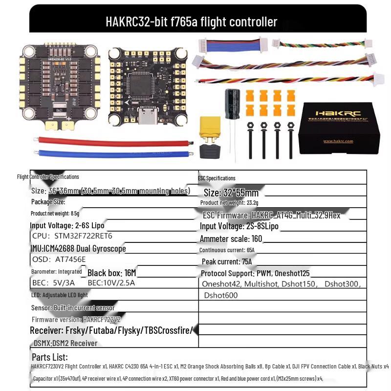 HAKRC F722 FPV Дрон Контролер польоту та серія ESC
HAKRC F722 FPV Дрон Контролер польоту та серія ESC
